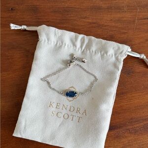 Kendra Scott Silver Bracelet with Deep Blue Stone